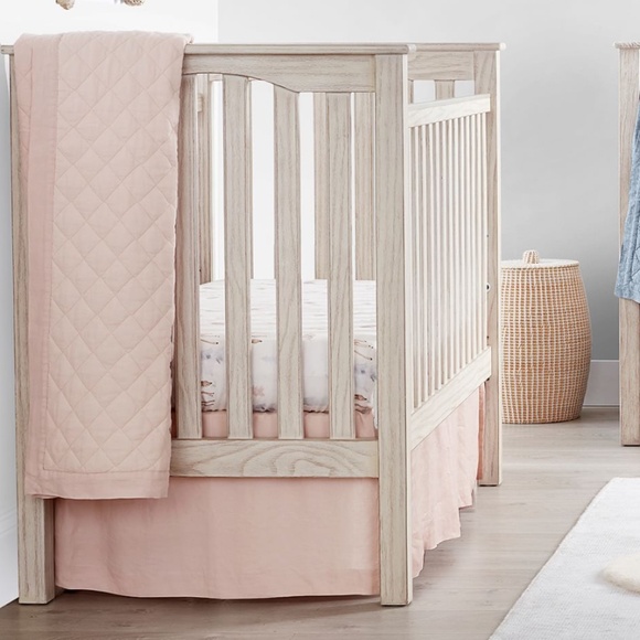 Pottery Barn Kids Blush Pink European Linen Crib Skirt - Picture 1 of 11